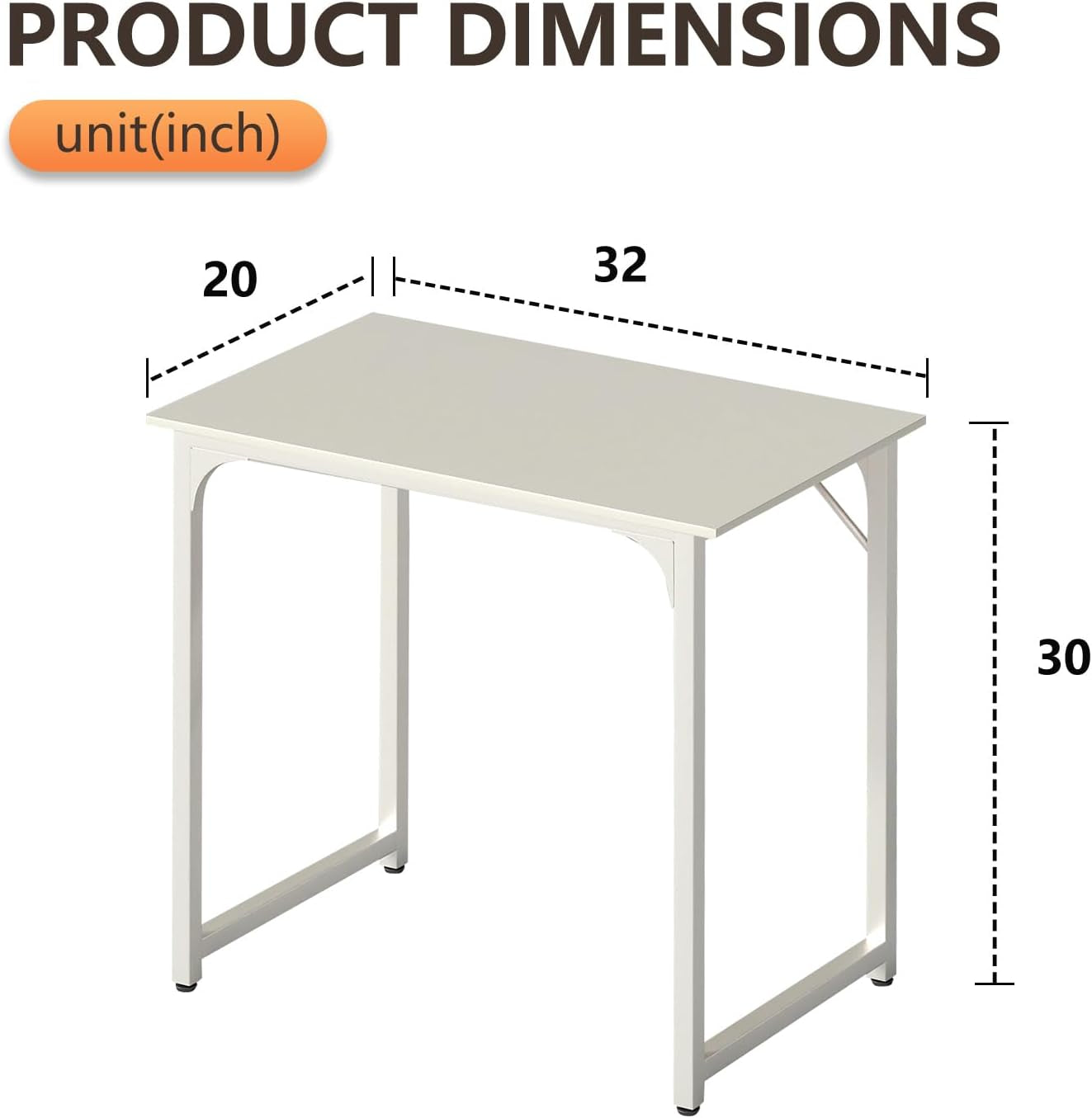 Computer Desk,Home Office Desk, Modern Simple Style for Home Office Study Writing (White, 32 Inch)