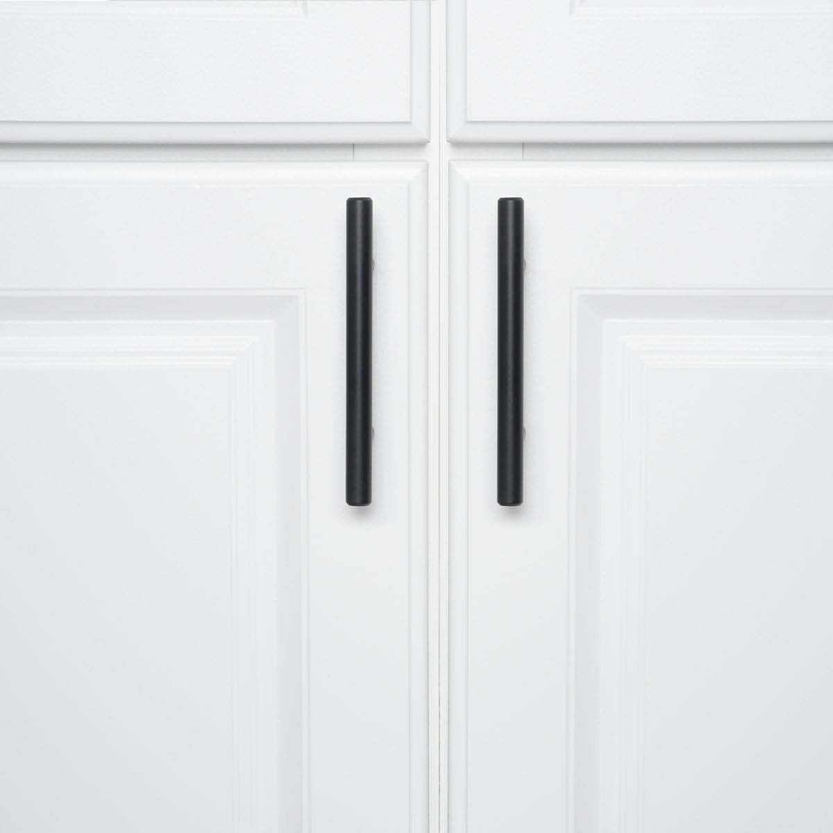 Euro Bar Cabinet Handles, Drawer Pulls, 5.38-Inch Length, 3-Inch Hole Center, 1/2-Inch Diameter, Matte Black, 10-Pack, AB1500-FB-10