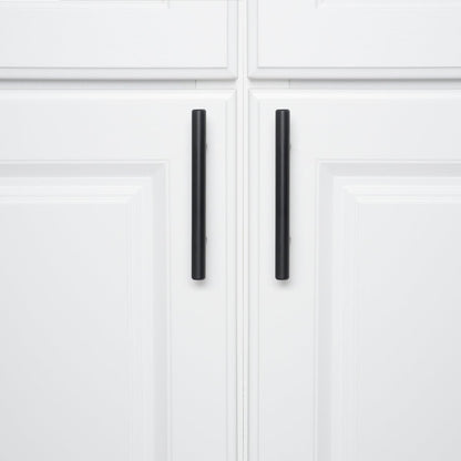 Euro Bar Cabinet Handles, Drawer Pulls, 5.38-Inch Length, 3-Inch Hole Center, 1/2-Inch Diameter, Matte Black, 10-Pack, AB1500-FB-10