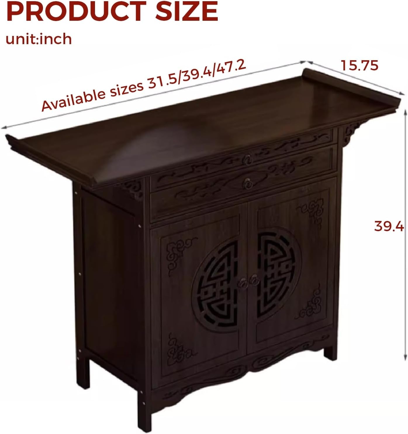 Buddha Altar Table, Altar Cabinet, Prayer Altar, Personal Shrine Stand, Altar Table with Storage, Bamboo Prayer Meditation Table (47.2×15.75×39.4In)