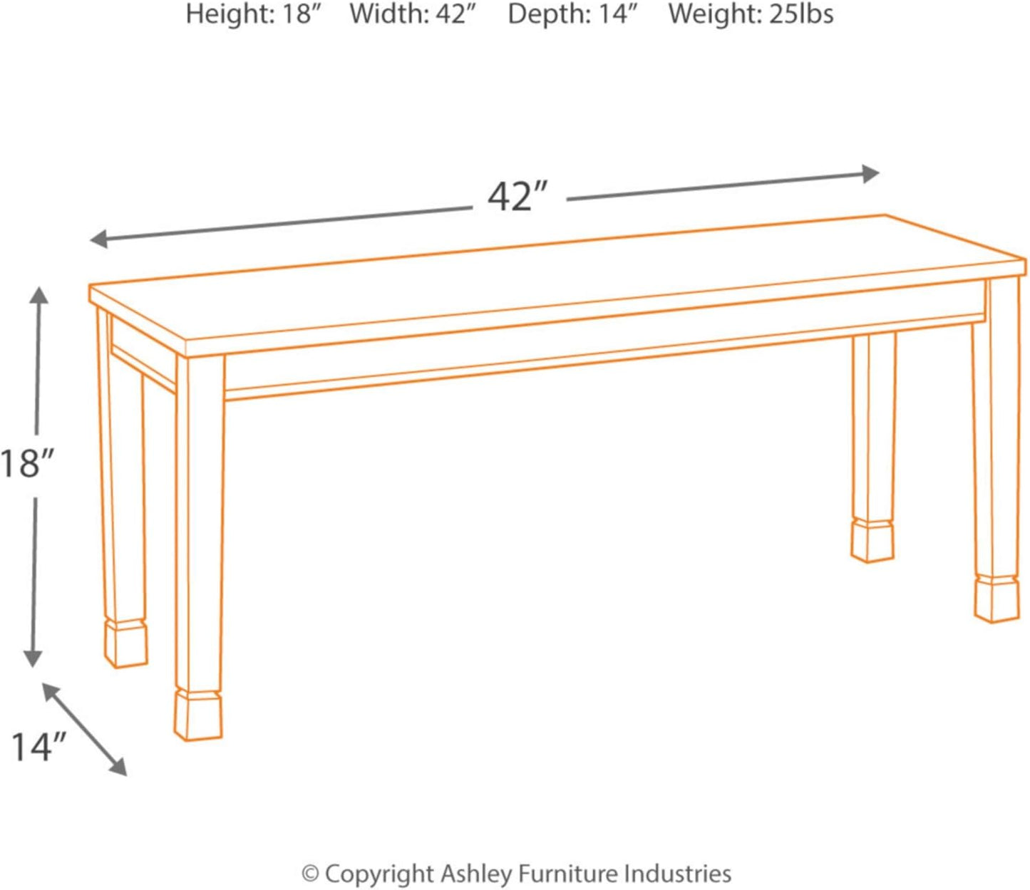 Whiteowing Bench, 44.25" W X 16.25" D X4.25 H, White