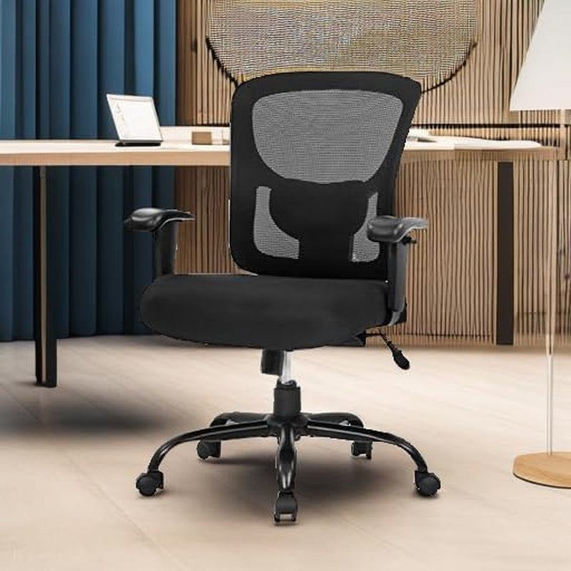 Big and Tall Office Chair 500Lbs Desk Chair Mesh Computer Chair with Lumbar Support Wide Seat High Back Task Executive Ergonomic Chair for Home Office (Black)