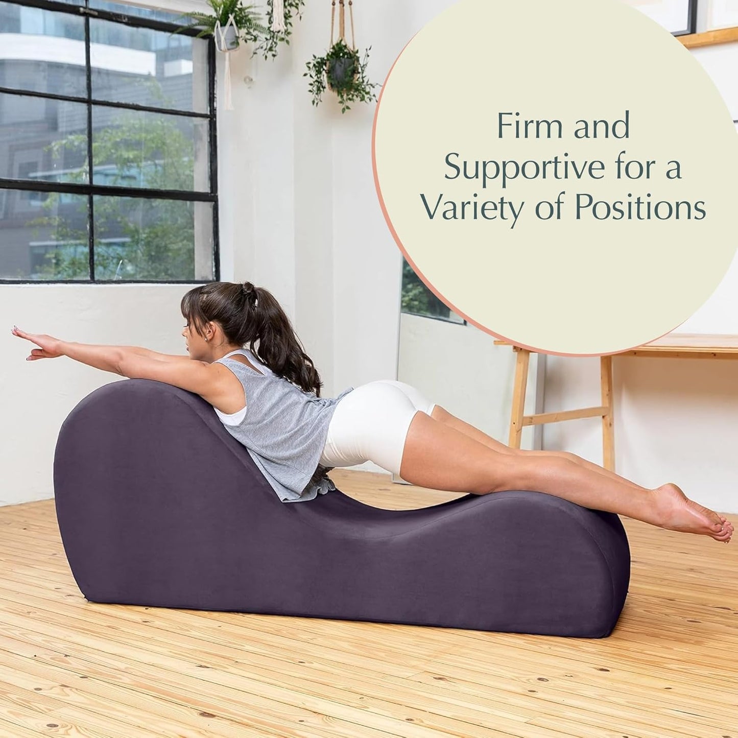 Sleek Chaise Lounge for Yoga - Made in the USA - Great for Stretching, Relaxation, Exercise & More, 60D X 18W X 26H Inch, Black