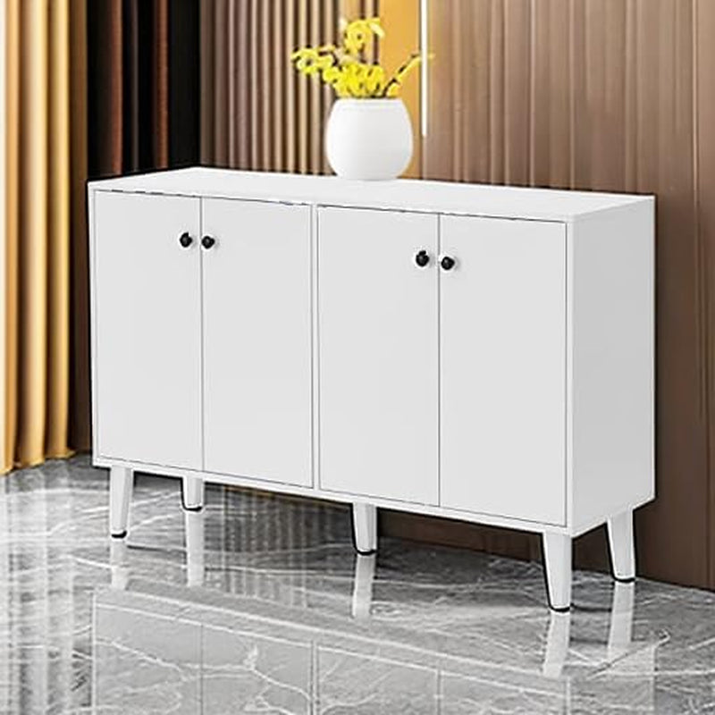 Sideboard Buffet Cabinet Kitchen Storage Cabinet Living Room 4 Doors Console Table (White)