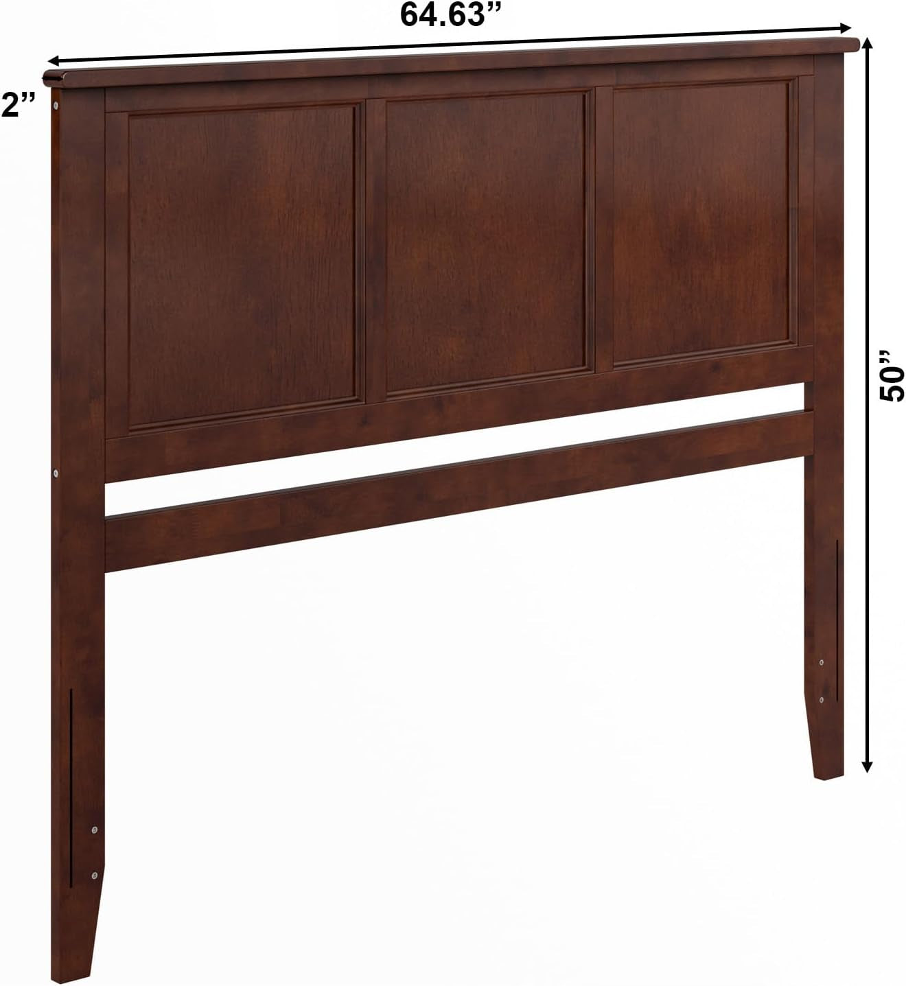 , Madison Queen Solid Wood Panel Headboard with Attachable Charger, Walnut