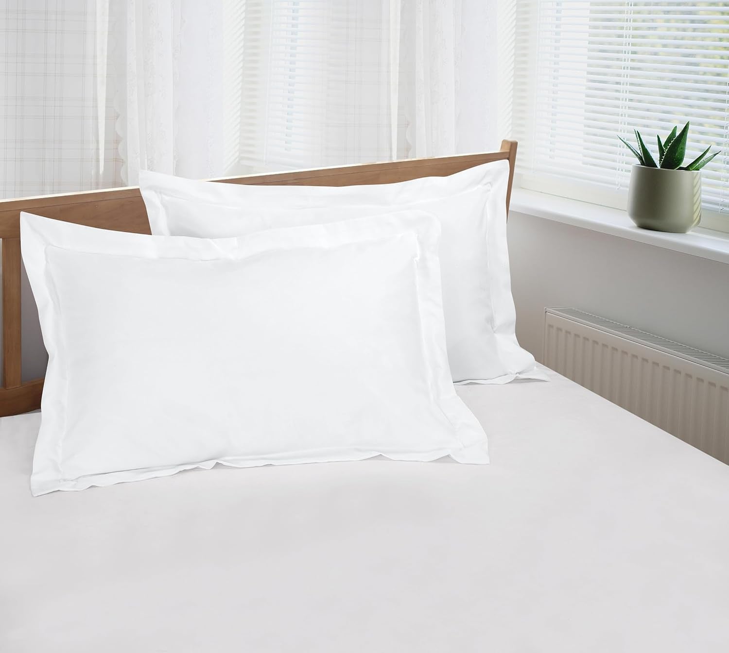 Pillow Shams 2 Pack King Size 20X36 Inch - Brushed 1800 Microfiber - Bed Pillow Shams, Wrinkle Resistant Super Soft and Cozy - Back Overlap Closure - Oxford Pillowcase (King, White)