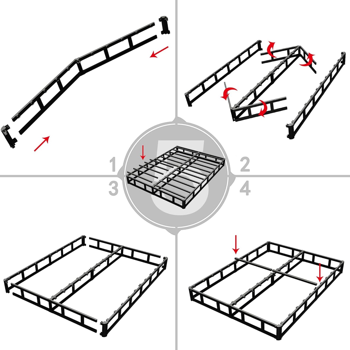 7 Inch Heavy Duty Metal Box Spring Mattress Foundation 3000Lbs Max Weight Capacity/Non-Slip/No Noise/Easy Assembly/Easy Clean Cover,King