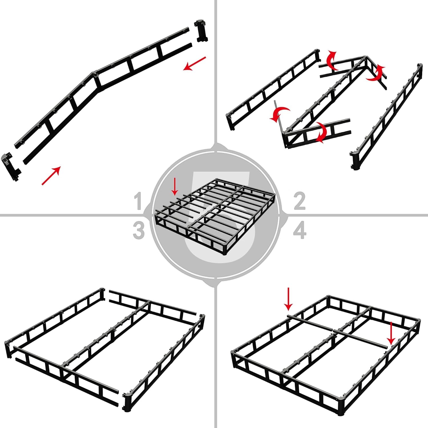 7 Inch Heavy Duty Metal Box Spring Mattress Foundation 3000Lbs Max Weight Capacity/Non-Slip/No Noise/Easy Assembly/Easy Clean Cover,King