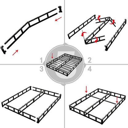 7 Inch Heavy Duty Metal Box Spring Mattress Foundation 3000Lbs Max Weight Capacity/Non-Slip/No Noise/Easy Assembly/Easy Clean Cover,King