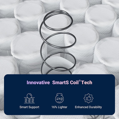 12 Inch King Size Mattress, Hybrid Mattress with Smarts Coil™ Pocket Springs for Targeted Support and Nanogel™ Memory Foam for Cool Night Sleep & Motion Isolation, Certipur-Us Certified