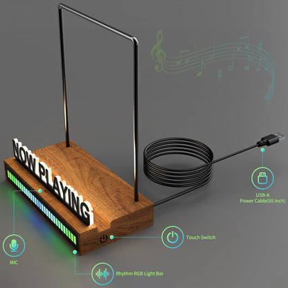 Now Playing Vinyl Record Stand, Light up Vinyl Record Display Stand with RGB Sound Control Pickup Rhythm Lights Bar, Warm White Light with Fingerprint-Proof Acrylic Letters