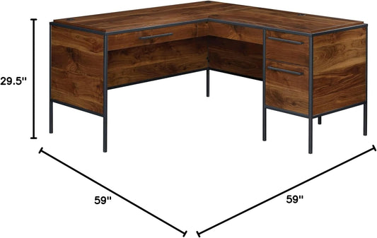 ® Nova Loft 59"W L-Shape Corner Desk, Grand Walnut