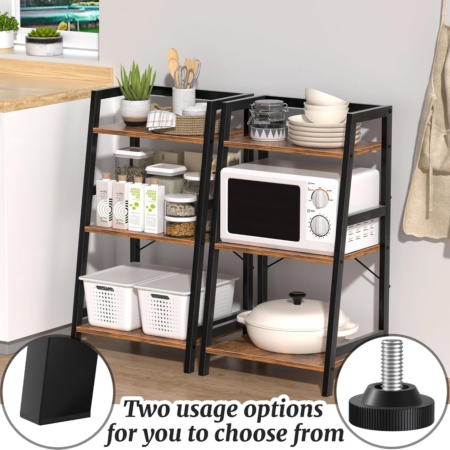 3-Tier Bookshelf, Ladder Shelf for Small Spaces, Industrial Short Bookshelf, Small Bookcase for Living Room, Bedroom, Home Office, Kitchen, 11.8 "D X 16.5" W X 31.3 "H, Rustic Brown