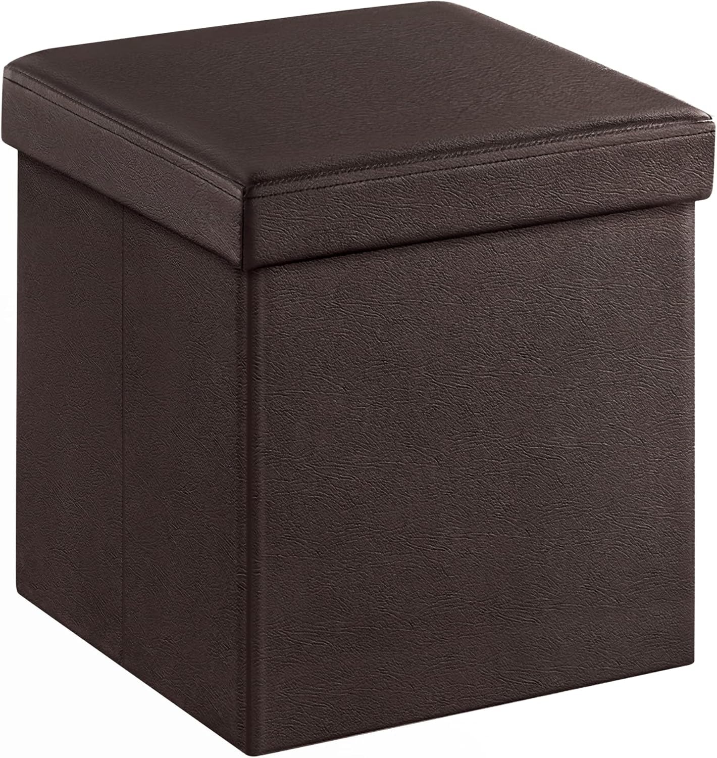 MAZIE Collection - 43 Inches Folding Storage Ottoman Bench, Ottoman with Storage, Foot Rest Stool, Load 660 Lb, for Living Room, Synthetic Leather, Black ULSF701