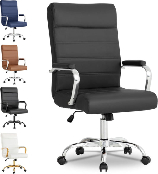 Office Desk Chair,Modern Leather Conference Room Chairs,High Back Ergonomic Home Ofiice Chair,Adjustable Height Swivel Executive Computer Chair with Padded Seat and Armrest