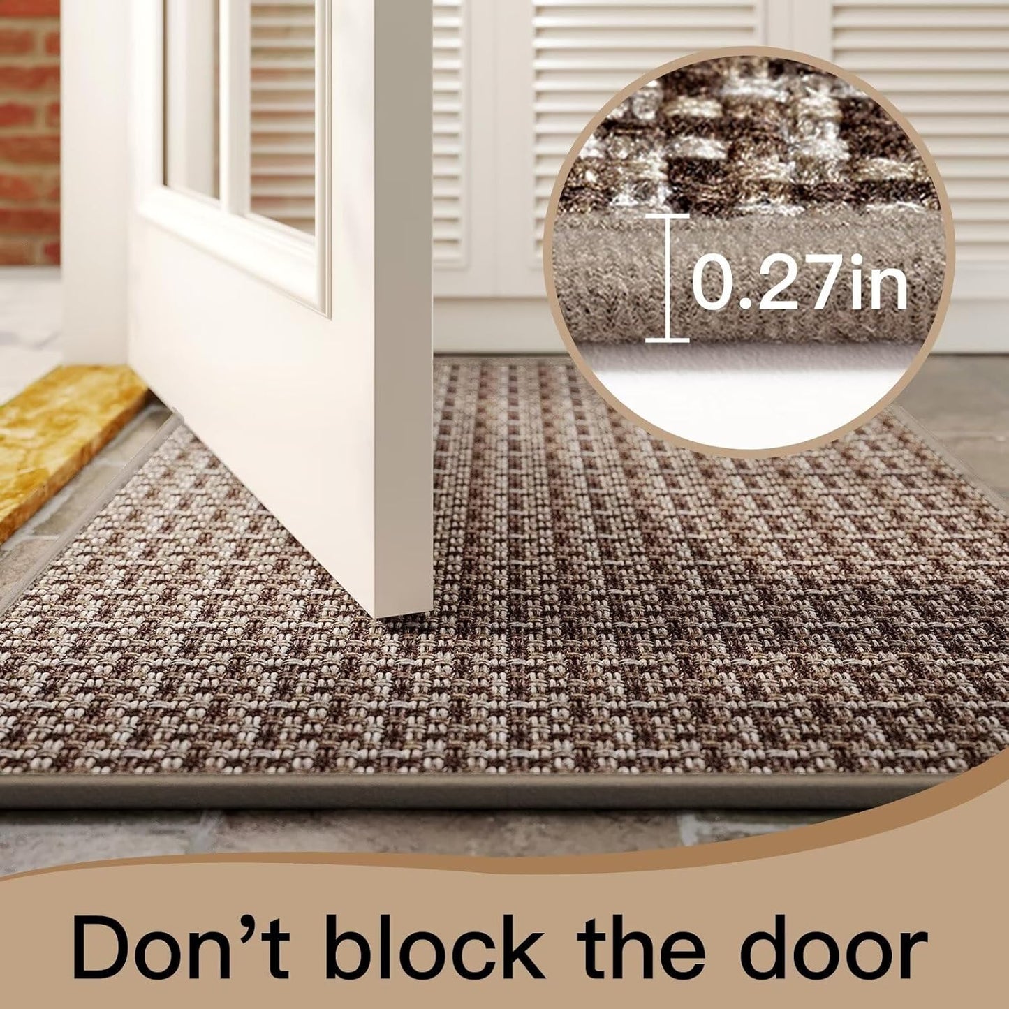 Door Mat 24"X35", Dirt Resistant and Absorbent, Non-Slip Rubber Backing Floor Mats, Easy Clean Low-Profile Doormat for Entryway, Front Door, inside Entrance, Brown