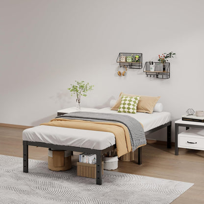 Metal Bed Frame Twin Size - 14 Inch Heavy-Duty Twin Platform Bed Frame No Box Spring Needed, Easy Assembly, Noise-Free, Sturdy Mattress Foundation, Underbed Storage Space