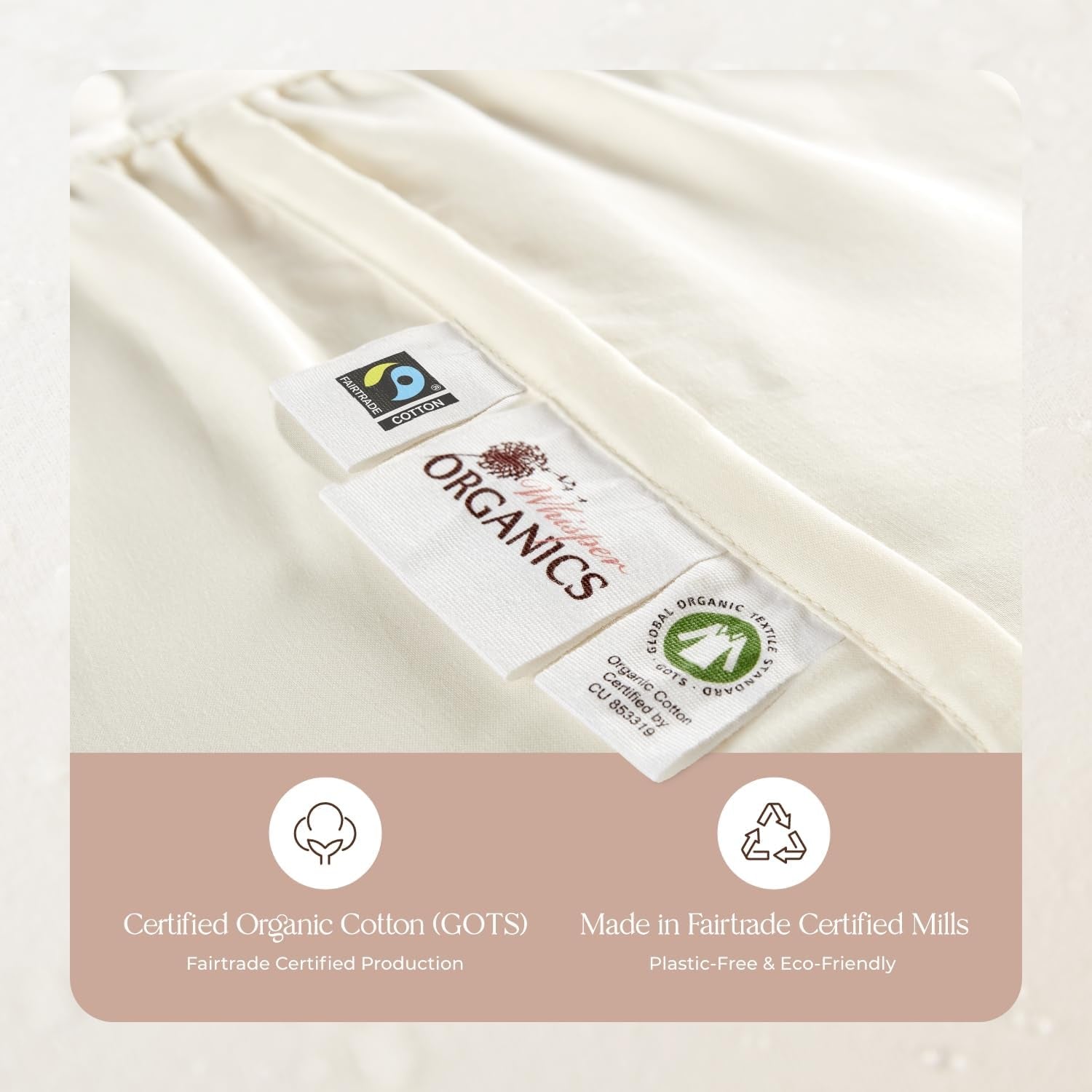 100% Cotton Organic Mattress Pad - Breathable & Cooling Mattress Protector King Size - Premium 300GSM Quilted and Machine Washable - Fairtrade & GOTS Certified Bed Protector (Ivory, King)