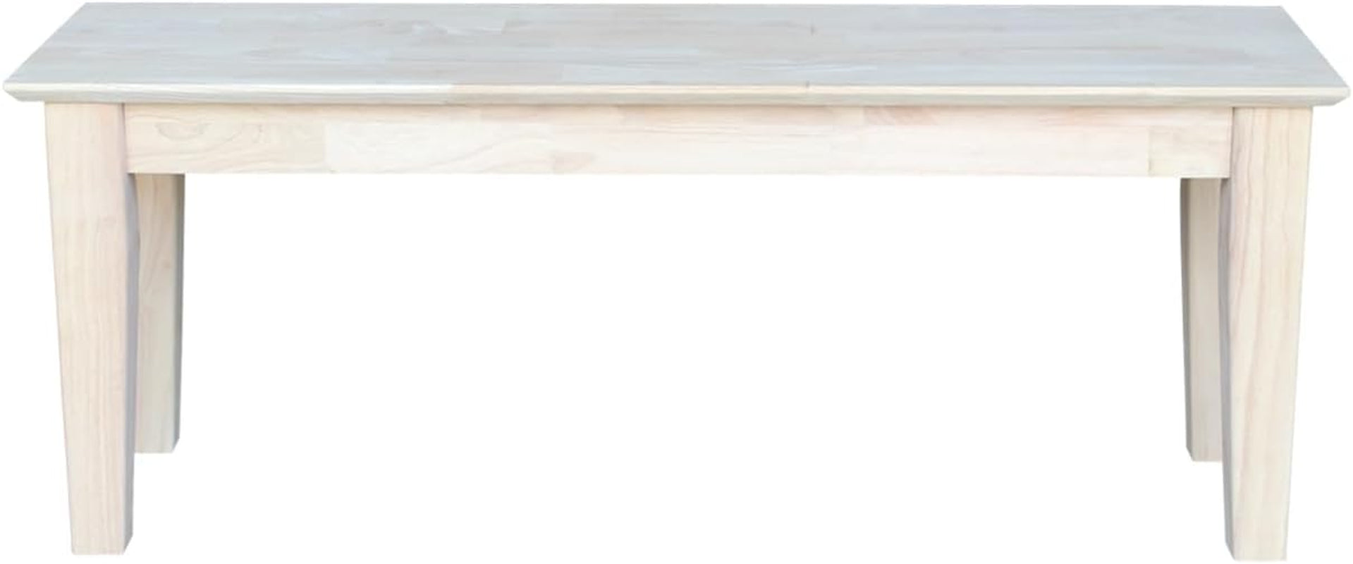 International Concepts Shaker Style Bench, 47-Inch Wide, Solid Parawood, Unfinished