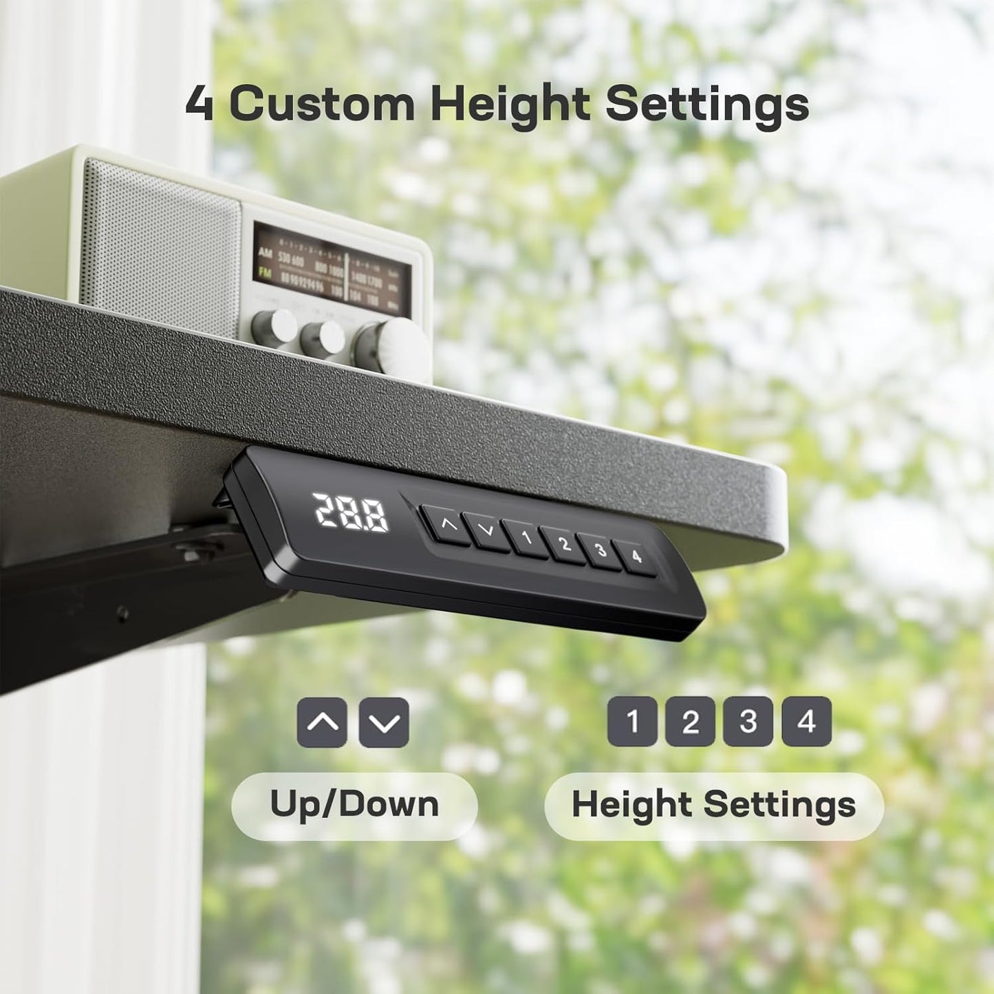 48X24 Electric Standing Desk - Adjustable Height Computer Desk with Memory Presets, Storage Bag & Cable Management for Home Office & Gaming Workstations