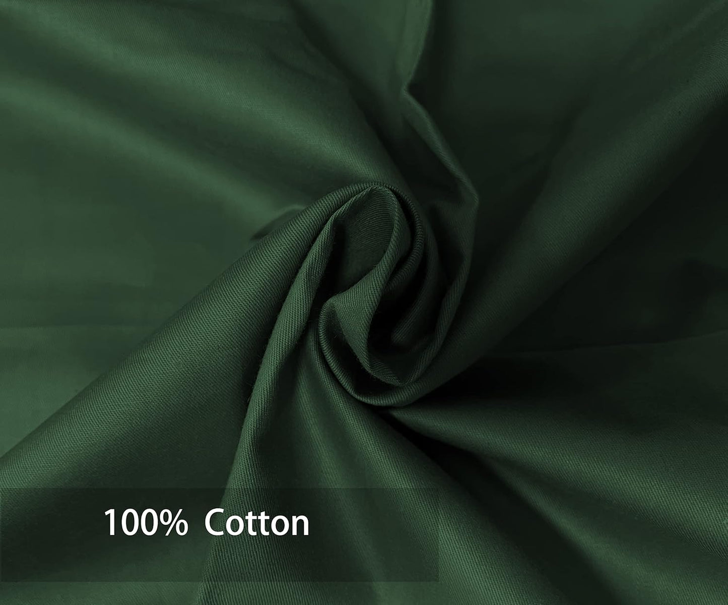 Soft and Breathable 100% Egyptian Cotton Envelope Pillow Shams, Silk like and Cozy Decorative Pillow Covers, Set of 2, Dark Green, King