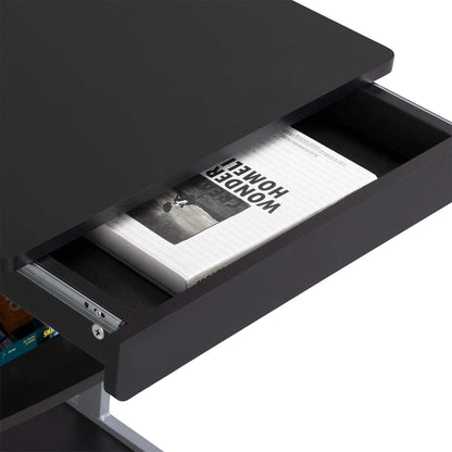 Mobile Computer Desk Cart, Small Rolling Laptop Desk PC Table Workstation with Drawer and Printer Shelf, Writing Desk Table for Small Space/Home Office