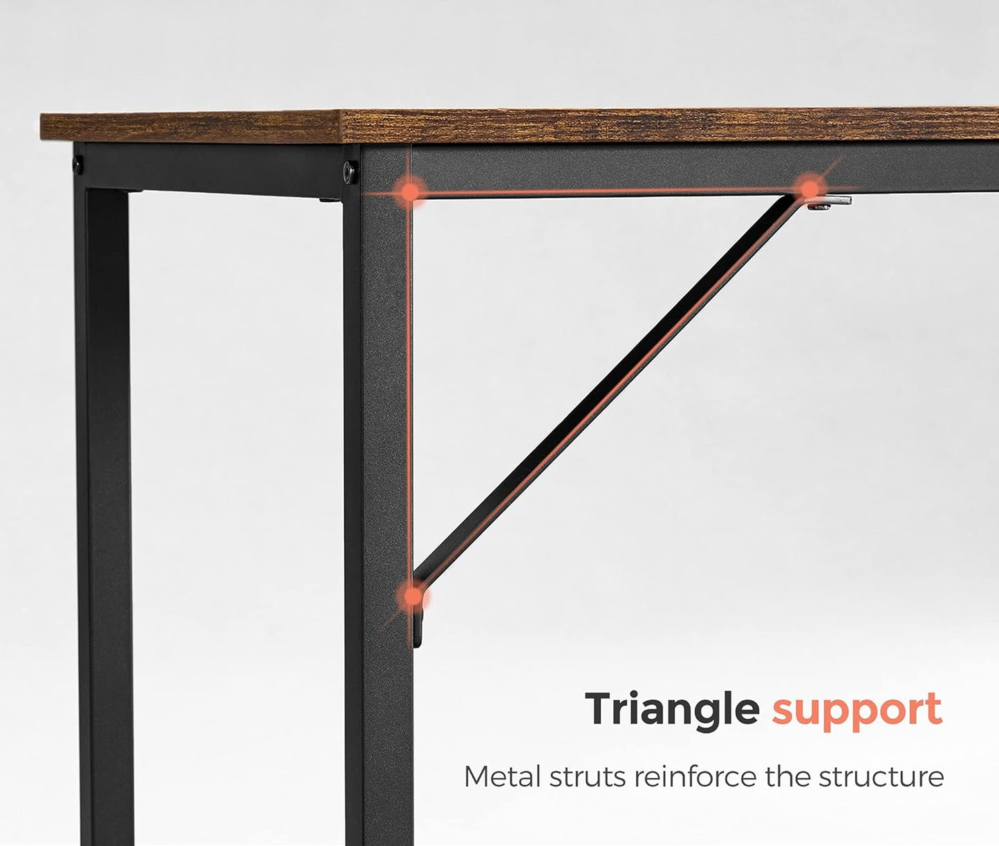 Computer Desk, Office Work Desk, 23.6 X 53.1 X 29.9 Inches, for Study, Bedroom, Home Office, Living Room, Rustic Brown and Ink Black ULWD043B01