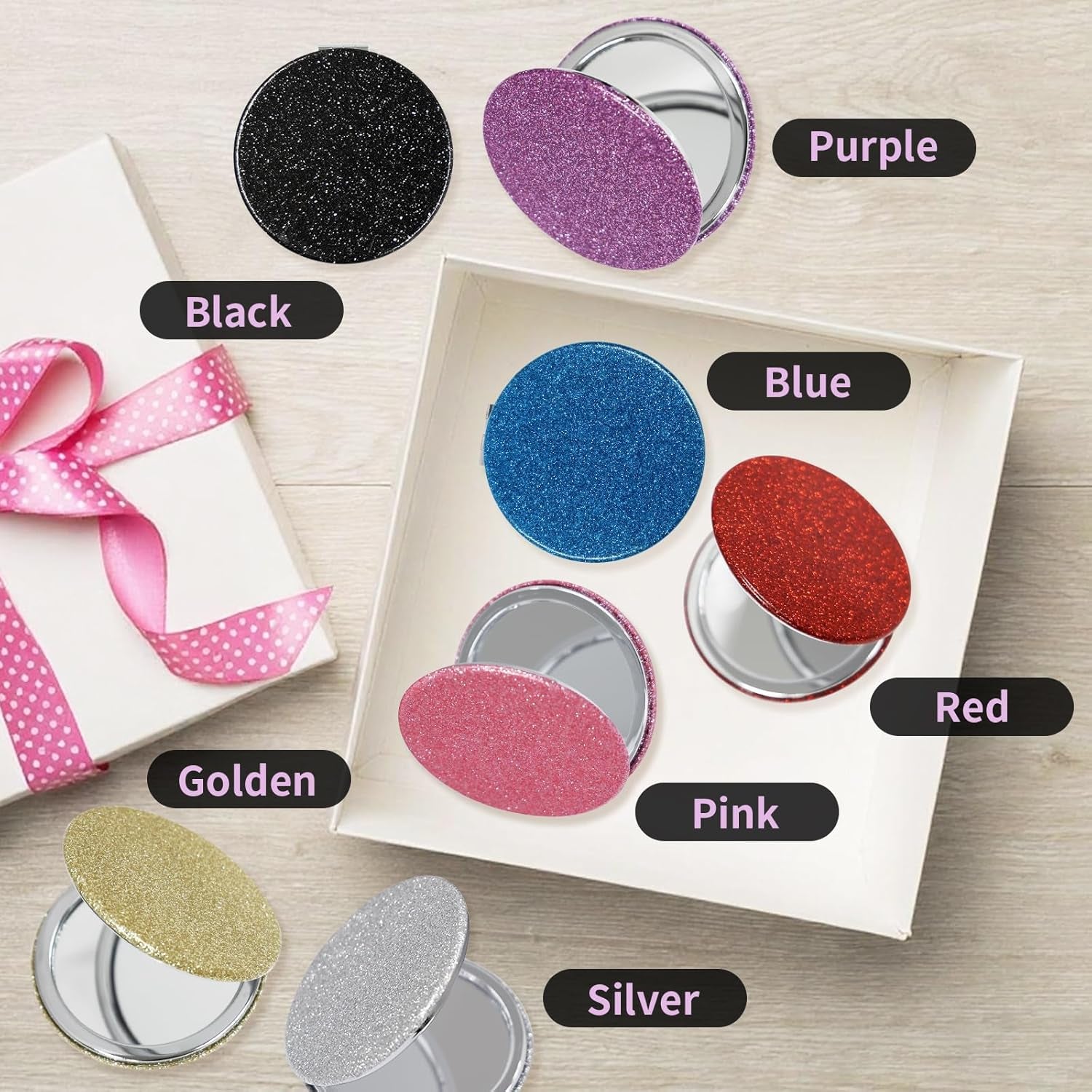 Double-Sided 1X/2X Magnifying Compact Mirror – Portable Metal Makeup Mirror for Purse, Ideal for Travel & On-The-Go Touch-Ups