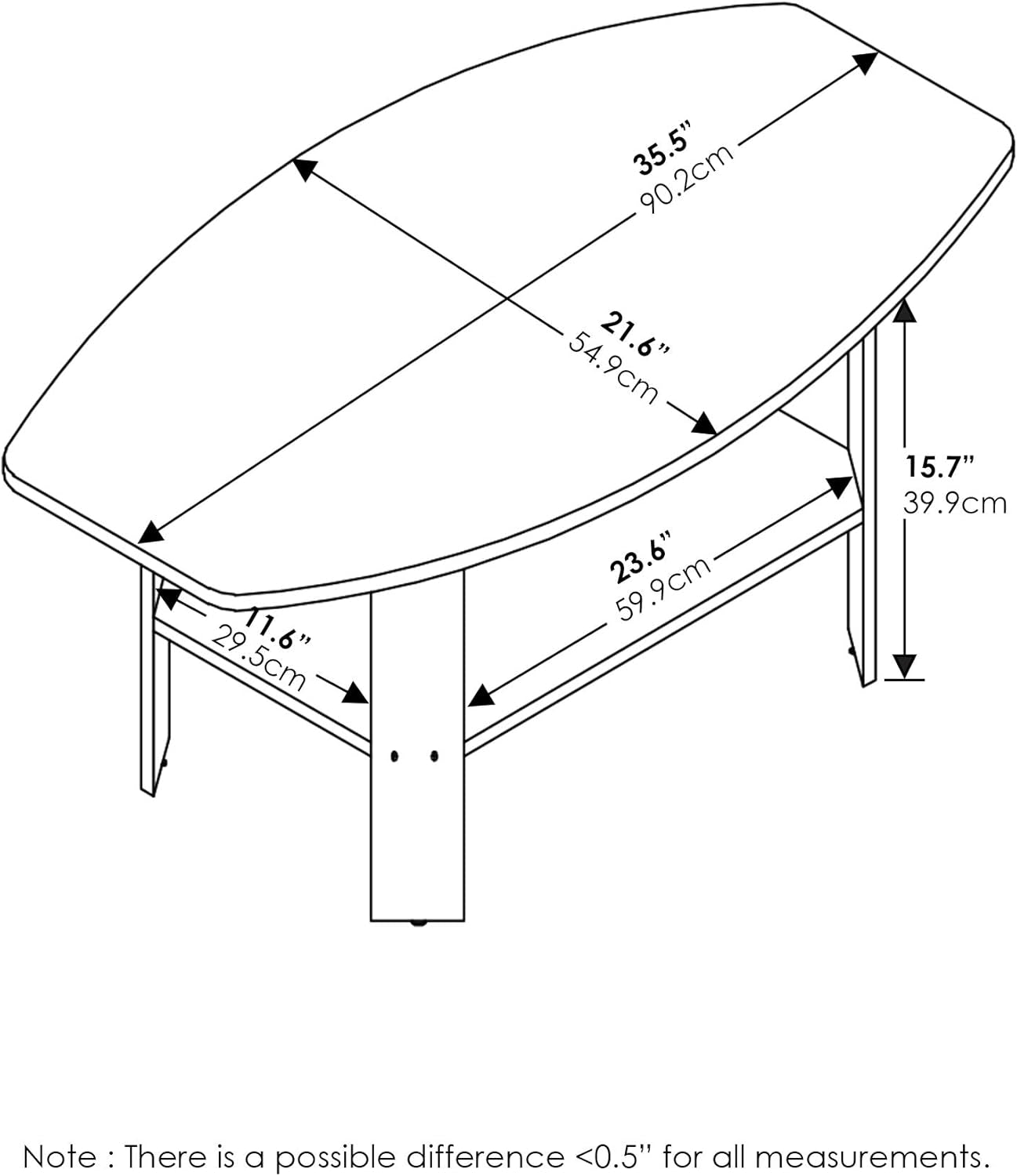Simple Design Coffee Table, French Oak Grey/Black