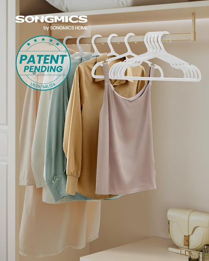 Clothes Hangers, Pack of 50, Plastic Hangers, with Wide Shoulder Notches, Space-Saving Coat Hangers, 16.4 Inches Wide, for Closet, Cloud White UCRP010W01