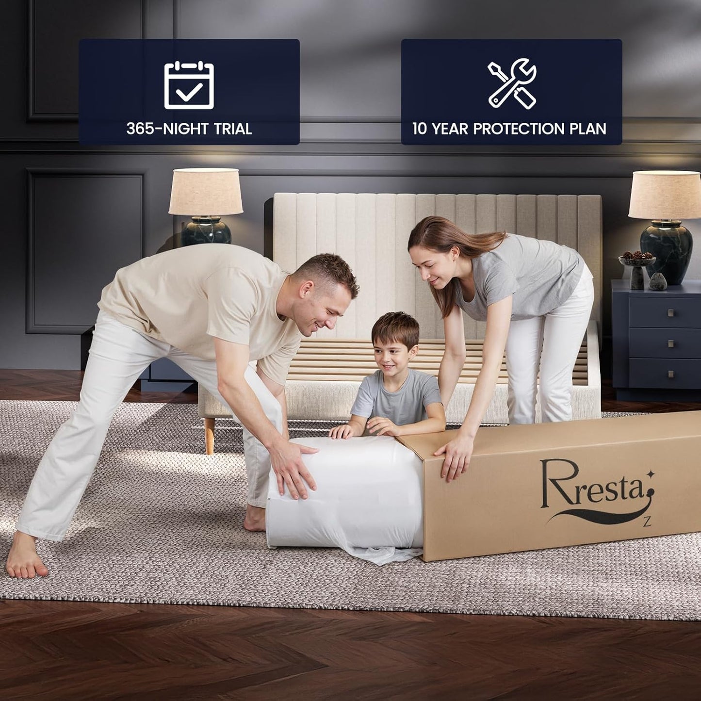 Queen Mattress 14 Inch - Hotel Collection Hybrid Mattress with 5-Zone Support, Luxury Sleep Comfort, Extra Back & Hip Support, Fiberglass-Free, Certipur-Us Certified, 365-Night Trial