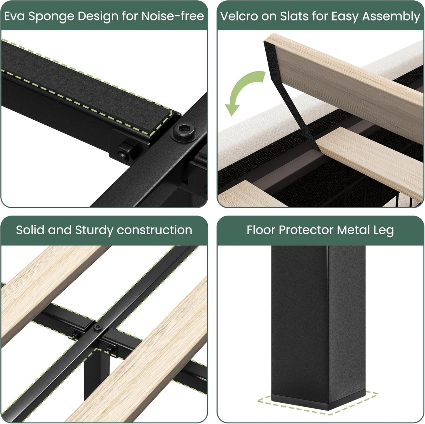 Queen Size Bed Frame with 4 Storage Drawers and Wingback Headboard Linen Upholstered Platform Bed Frame with Wooden Slats, Easy Assembly, White