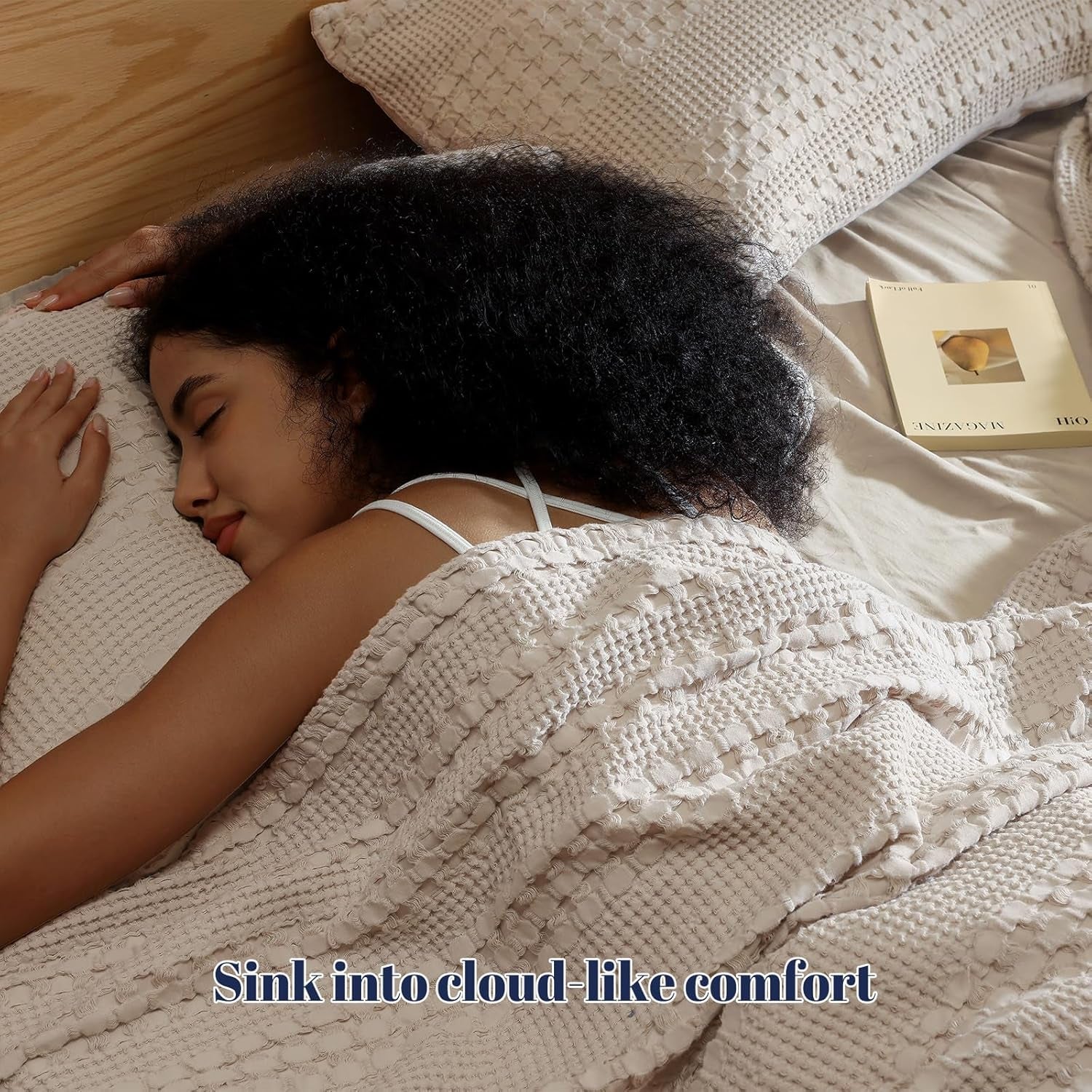 100% Cotton Waffle Pillow Shams King Size, 2 Pack 20" X 36" Soft Skin-Friendly Pillowcases, No Filling, Aesthetic Woven and Breathable Waffle Weave Pillow Case Covers for Bed, Oatmeal