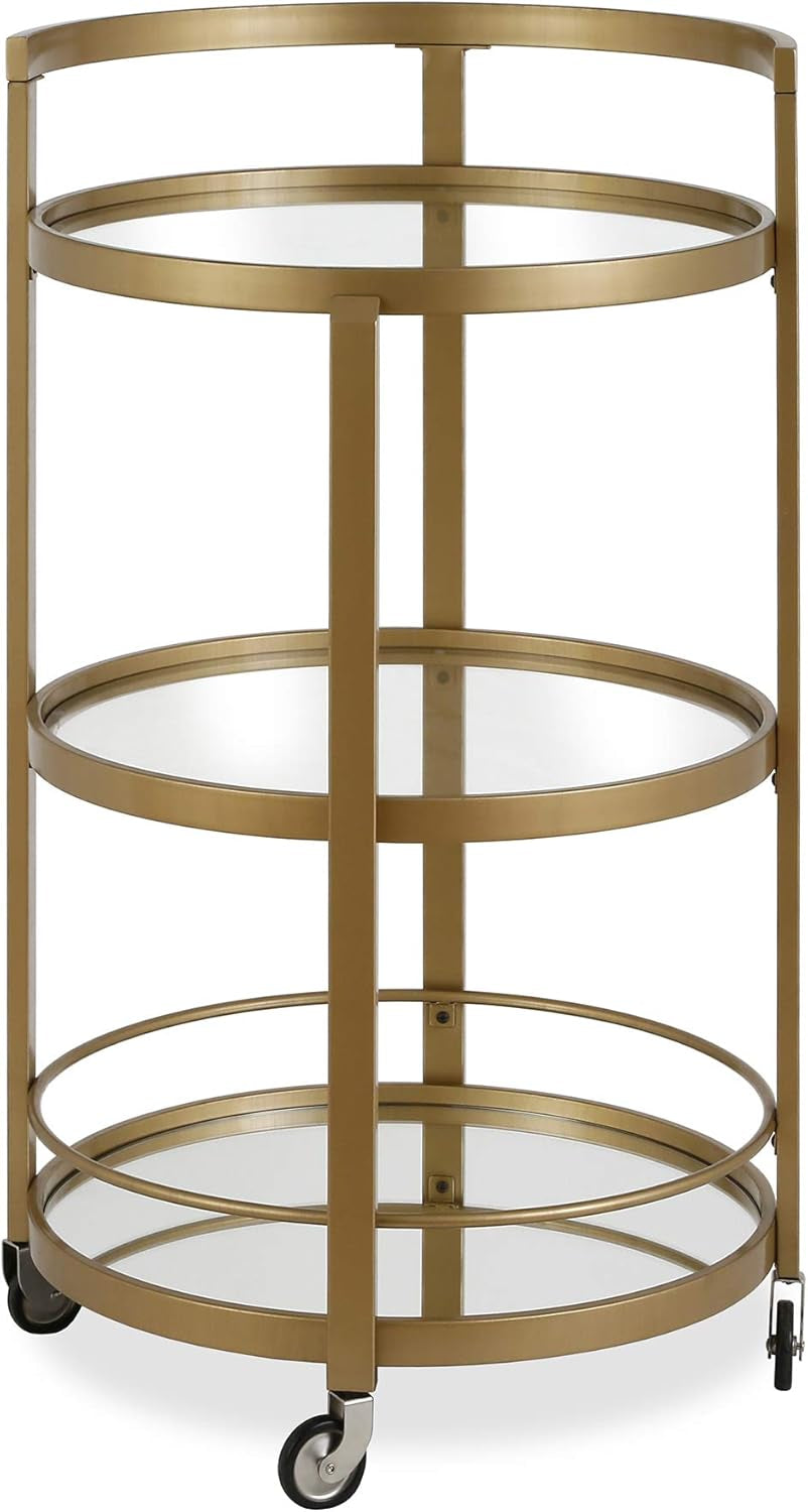 21" Wide round Bar Cart in Brass, Bar Carts for the Home