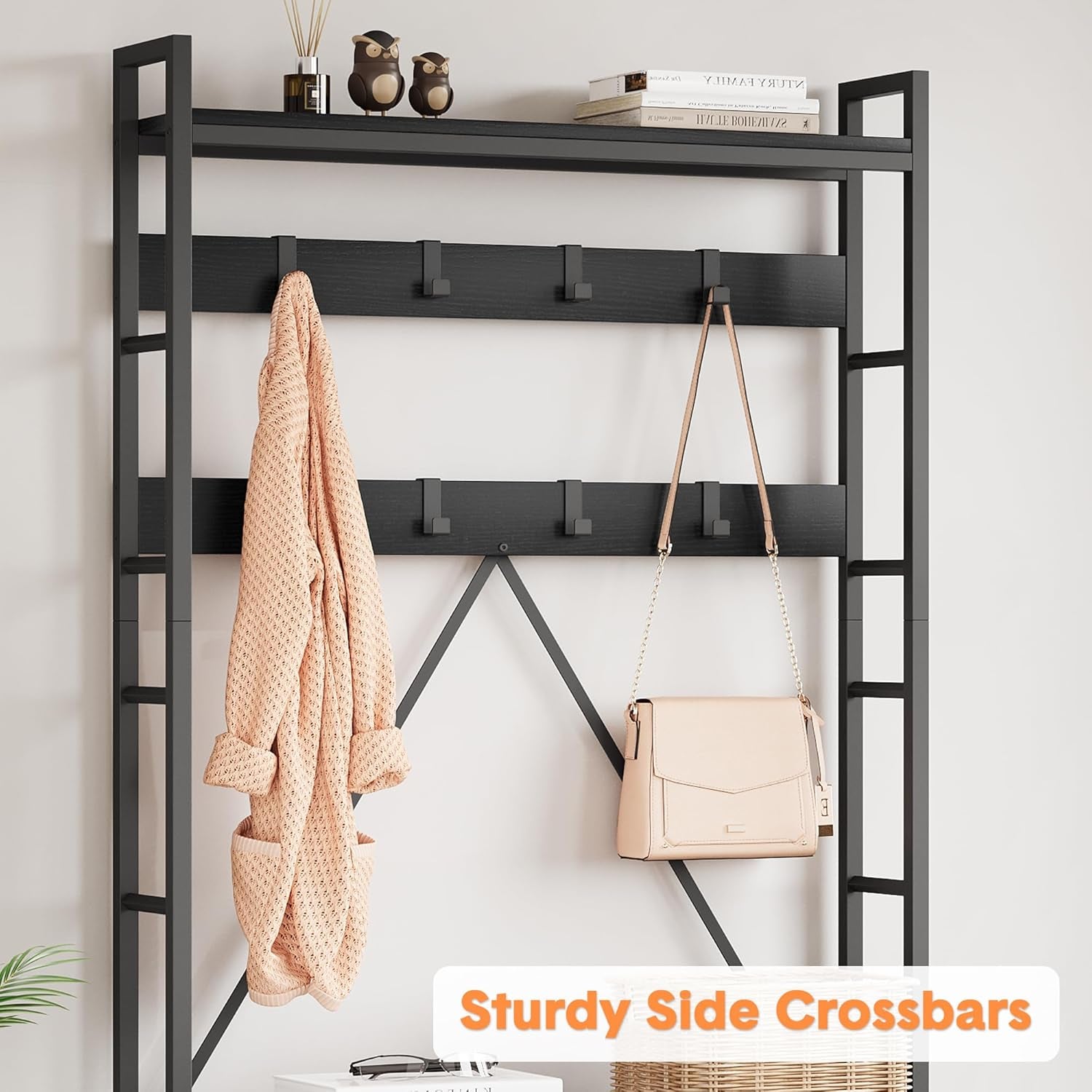 Hall Tree with Bench and Coat Rack, 36.41" Entryway Shoe Bench with 17 Hooks, Drawers and Top Shelf, 5-In-1 Freestanding Storage Organizer for Entryway, Mudroom, Black