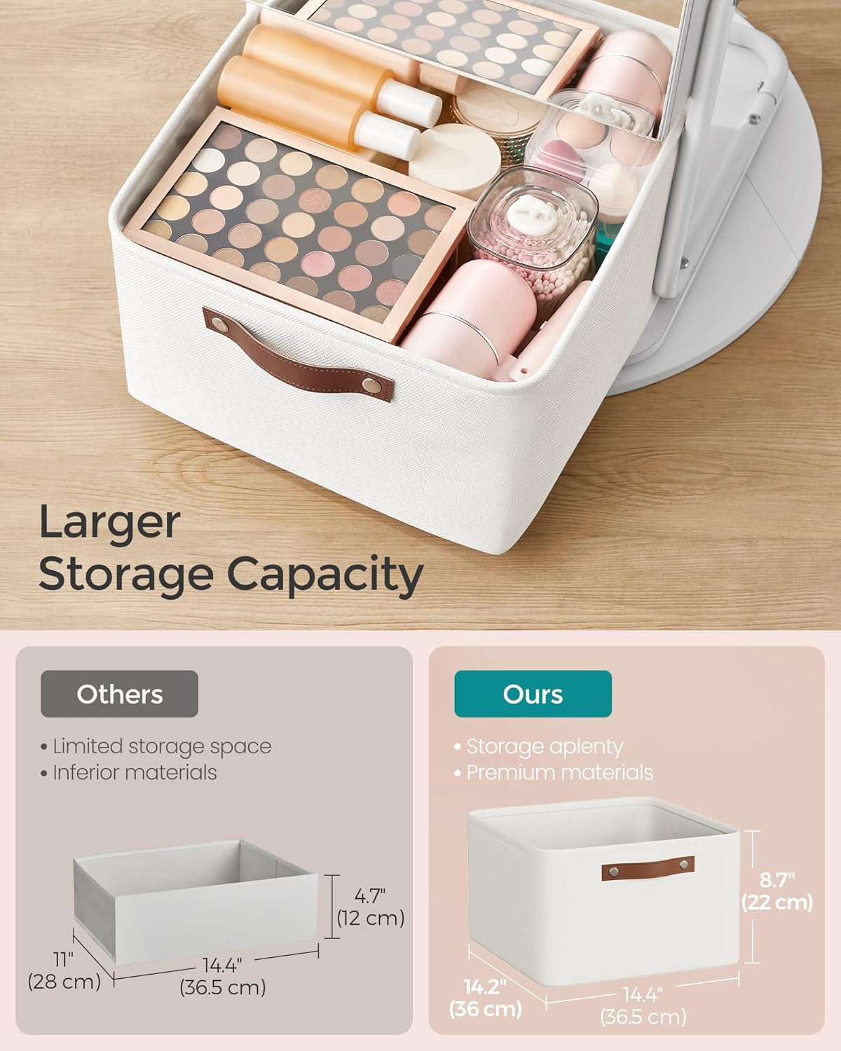 360° Swivel Mirrored Jewelry Cabinet with Lights, Full-Length Mirror with Jewelry Storage, Standing Jewelry Armoire Organizer, with Large Storage Basket, Makeup Shelf, Cloud White UJJC018W01