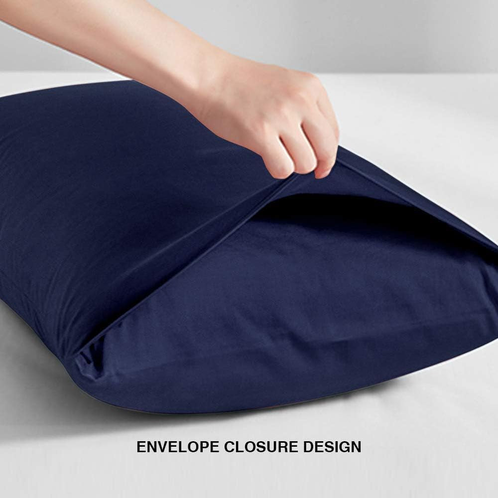 King Pillow Cases Set of 2, Soft Microfiber Pillow Covers with Envelope Closure, Wrinkle, Fade and Stain Resistant Pillowcases, 20X36, Navy