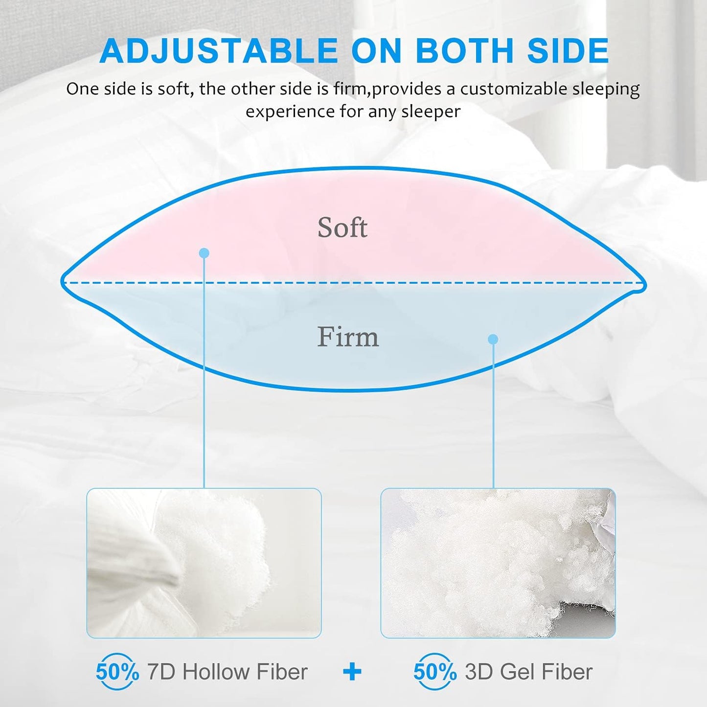 Hotel Collection Bed Pillows for Sleeping 2 Pack King Size，Pillows for Side and Back Sleepers,Super Soft down Alternative Microfiber Filled Pillows,20 X 36 Inches