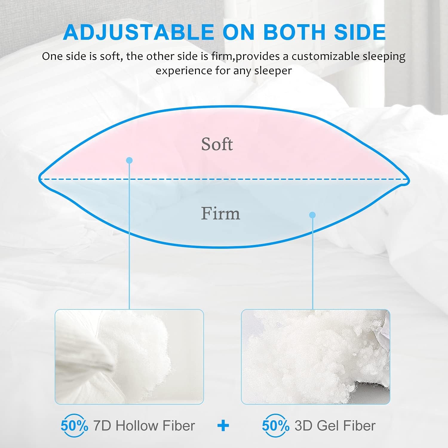 Hotel Collection Bed Pillows for Sleeping 2 Pack King Size，Pillows for Side and Back Sleepers,Super Soft down Alternative Microfiber Filled Pillows,20 X 36 Inches