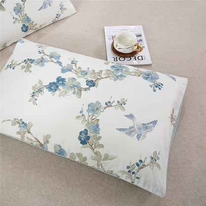 Flowers and Birds Print Pillow Covers Bed Pillowcases Envelope Closure End Pillow Encasement (Standard,Color-14)