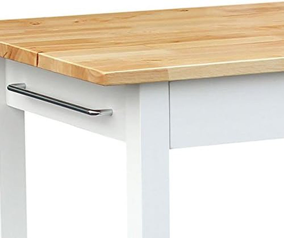 Kitchen Island with Solid American Hardwood Top, Natural/White, 40" W (373-91)