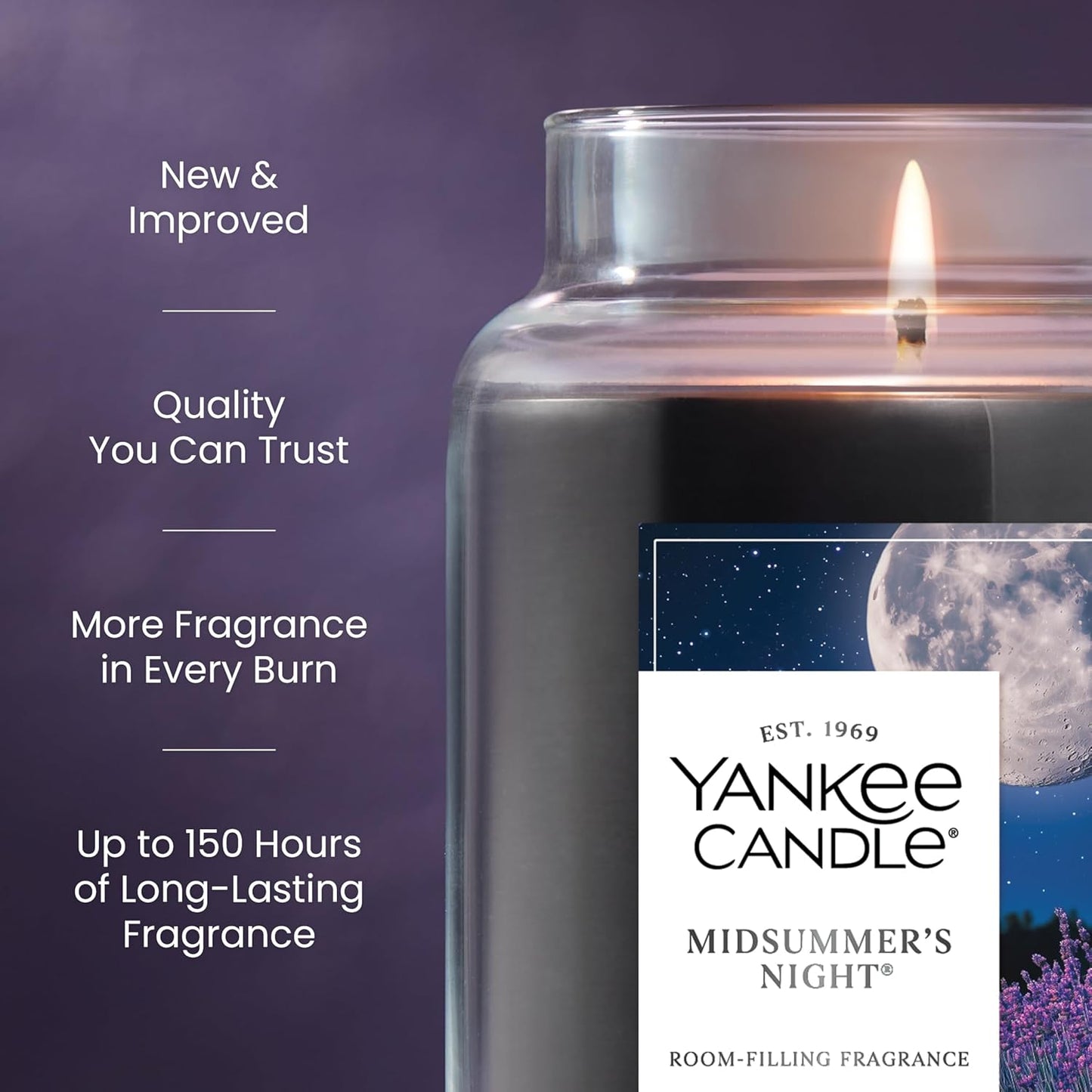 Large Jar Scented Candle with up to 150 Hour Burn Time, Premium Plant Wax Blend for Consistent Burn, 22 Oz Jar Candle with Room Filling Fragrance, Midsummer'S Night