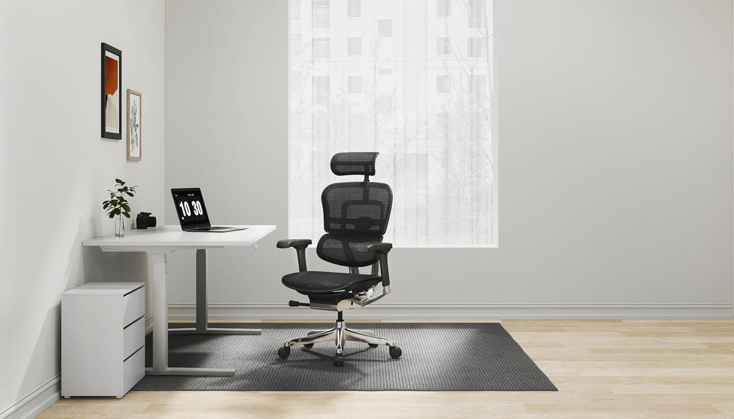 Eurotech ME7ERG GEN2 High Back Mesh Office, Computer, or Gaming Chair W/Tilt Tension Control & Lock, Back Angle/Height, Swivel Arms, Seat Height,/Depth, and Arm Height Adjustments, Black