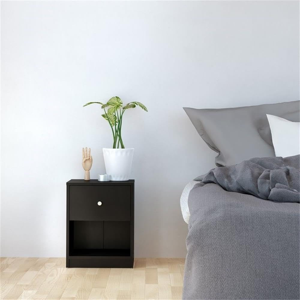 3 Piece Bedroom Set with 6-Drawer Double Dresser and Two of 1-Drawer Nightstand in Black