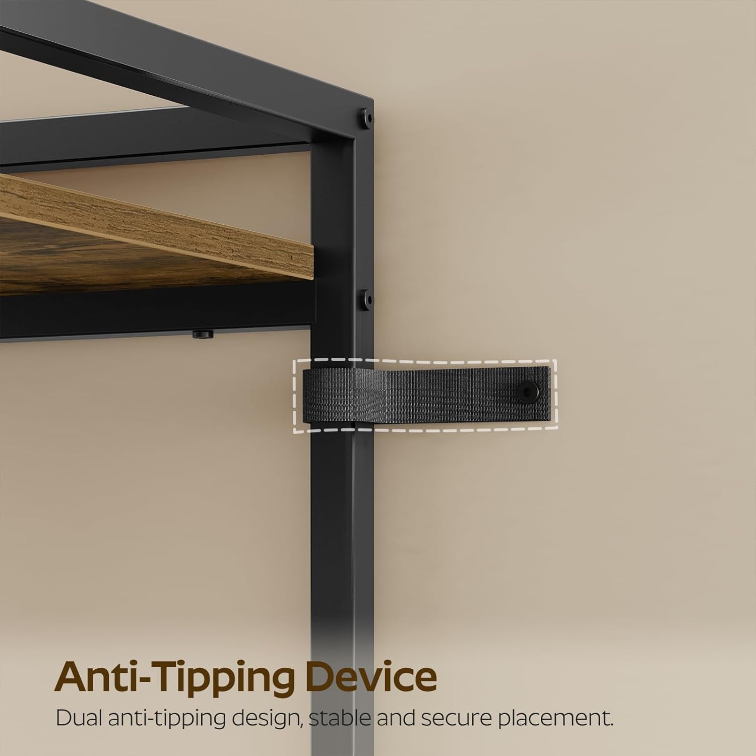 Mini Fridge Stand with Movable Drawer, Microwave Stand with Power Outlet, Mini Fridge Shelf with Adjustable Shelves, Kitchen Bakers Rack for Dorm, Dining Room, Home, Rustic Brown HB05UBR