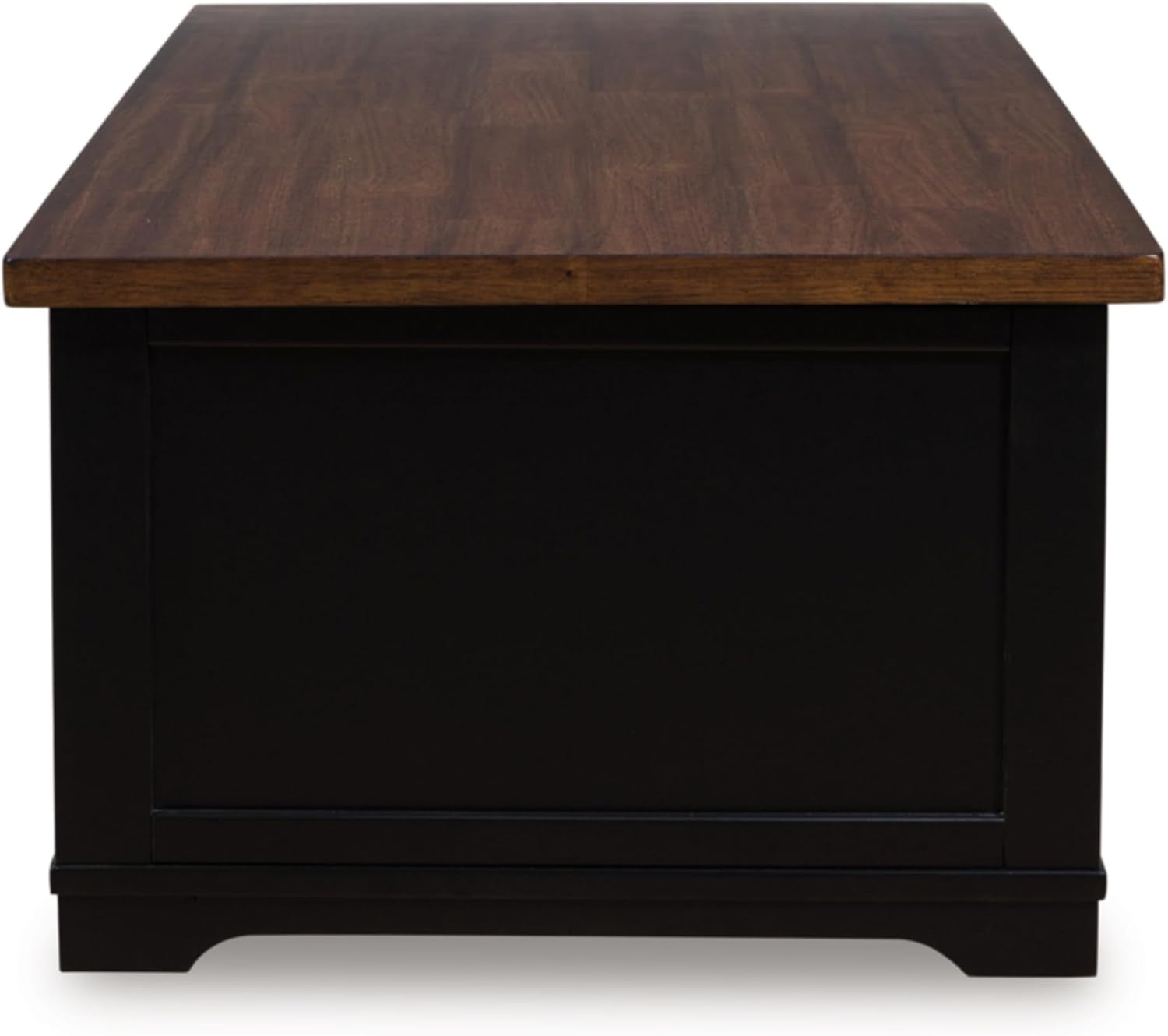 Wildenauer Lift Top Cocktail Table, Satin Finish Base, 2 Drawers, 2 Storage Bins, Hardwood Solids, 52" W X 28" D X 19" H, Light Brown & Black