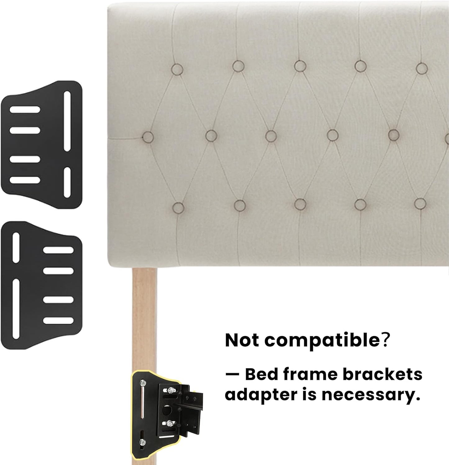 Headboards for King Size Bed in Modern Button Design, Premium Linen Fabric Upholstered Tufted Bed Headboard, Adjustable Solid Wood Head Board, Beige