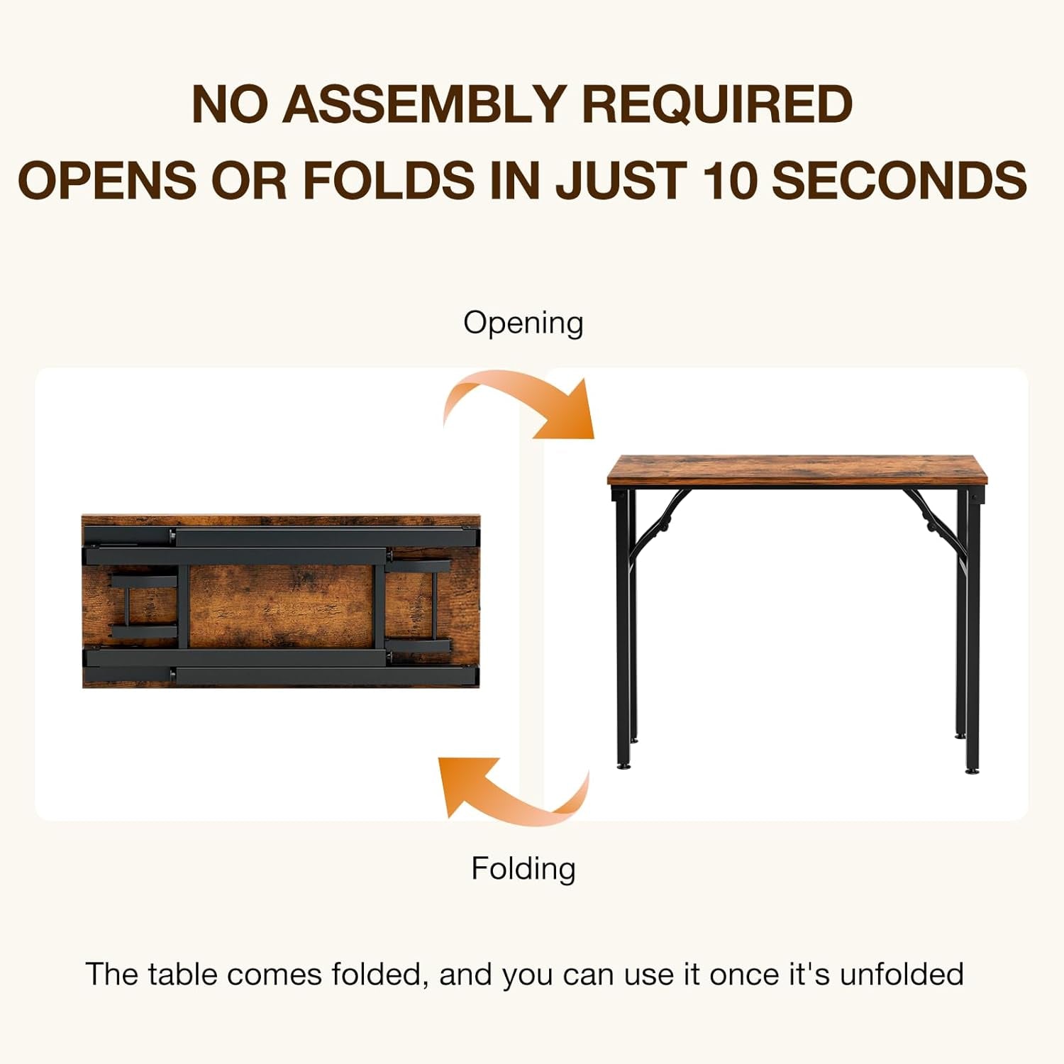 Small Computer Desk Folding Table - 35.8" Foldable Office Desk, No Assembly, Perfect for Small Spaces in Bedroom, Dorm, or Apartment, Portable Mini Desk or Study Table with Compact Design, Brown