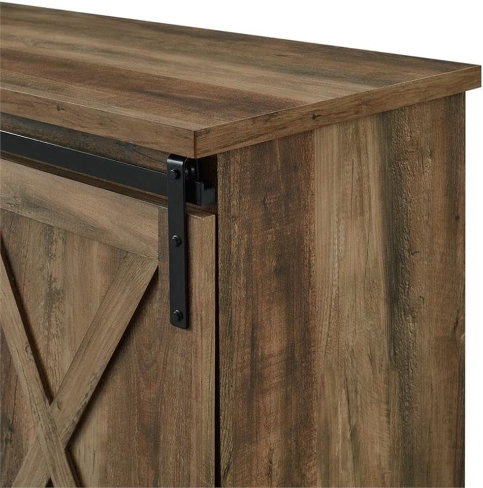 Richmond Modern Farmhouse Sliding Barn Door Stand for Tvs up to 65 Inches, without Fireplace, Rustic Oak