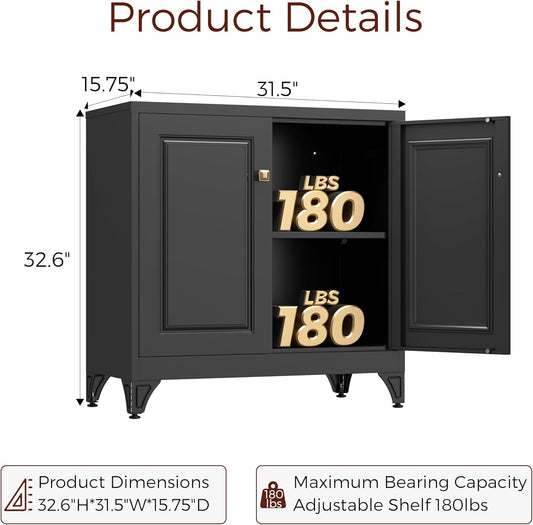 Sideboard Buffet Cabinet with Storage, Metal Accent Cabinet with Doors, Small Buffet Cabinets Coffee Bar Cabinets for Kitchen, Dining Room, Entryway